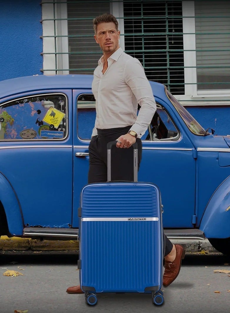 CABINPRO Light Weight PP Fashion Trolley Luggage Expandable Hard Case Carry on Suitcase with Safe Zipper and 4 Quite 360° Double Spinner Wheels CP002 Sapphire Blue - Image 2